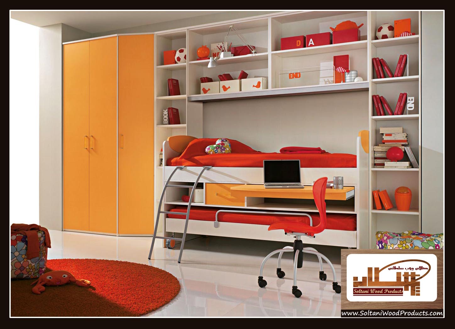 هايگلاس-AGT-اتاق-خواب-نارنجی-پرتقالی-104-آذران-چوب-کیمیا